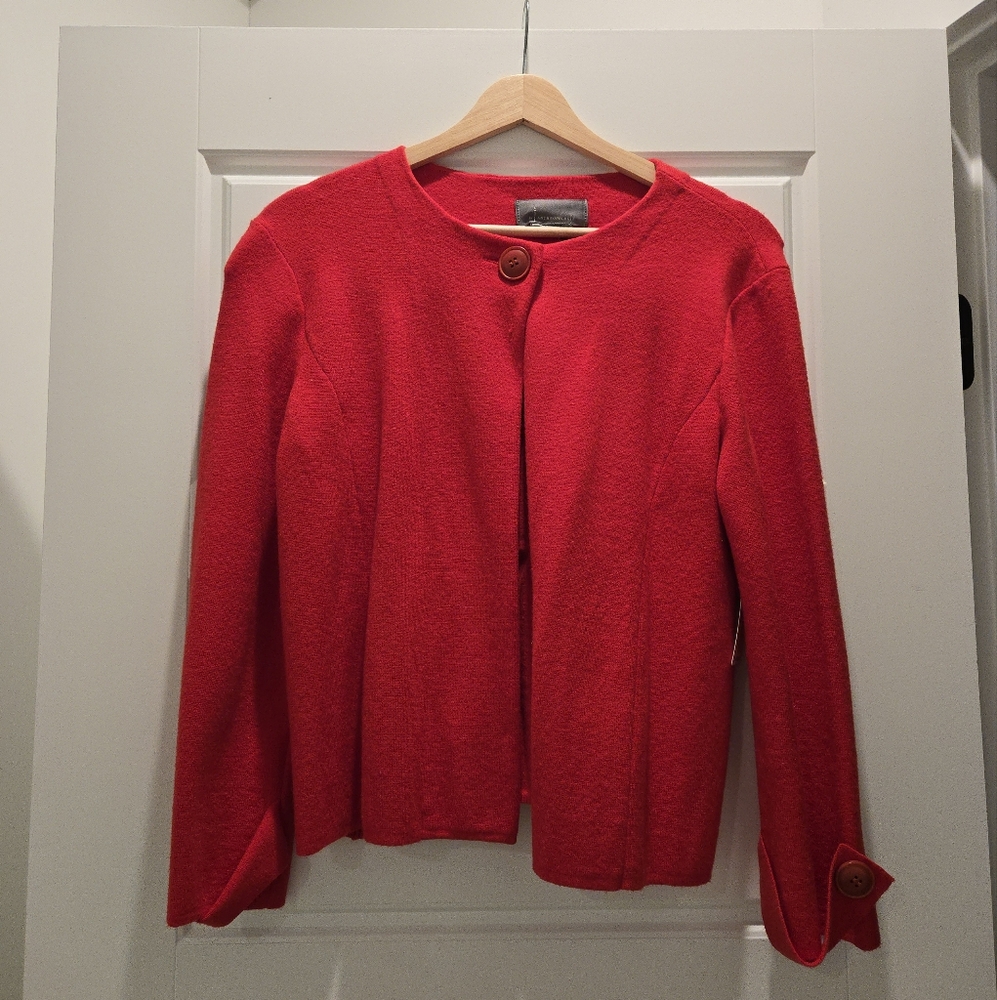 Anthropologie Red Peplum Cardigan Jacket | Size Small